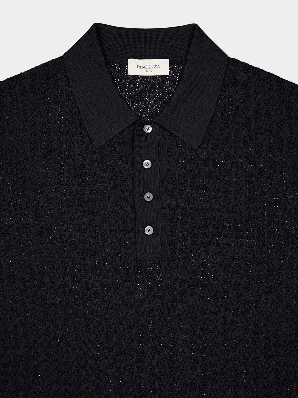 Black Silk Linen Blend Polo Shirt