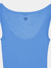 Versace Blue Embroidered Ribbed Wool Tank Top