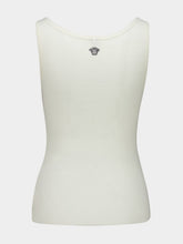 Versace White Embroidered Ribbed Wool Tank Top