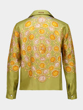 Versace Chartreuse Printed Silk Twill Shirt