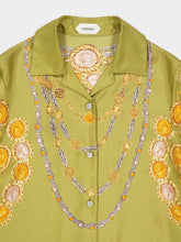 Versace Chartreuse Printed Silk Twill Shirt