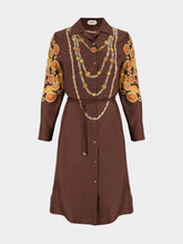 Versace Brown Printed Silk Twill Mini Shirt Dress