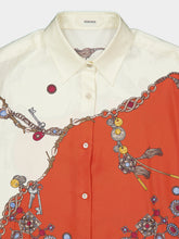 Versace Orange Printed Silk Mini Shirt Dress