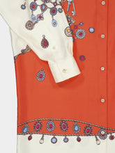 Versace Orange Printed Silk Mini Shirt Dress