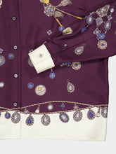 Versace Purple and White Stolen Jewels Silk Shirt