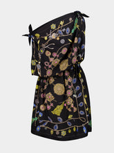 Versace Black Broken Jewels Silk Midi Dress