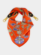 Versace Red Broken Jewels Printed Silk Scarf Charm
