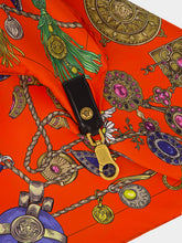 Versace Red Broken Jewels Printed Silk Scarf Charm