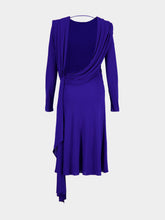 Versace Blue Draped Crêpe Jersey Midi Dress
