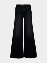 Mother Black Wide-Leg Jeans in Spiked Hair Wash
