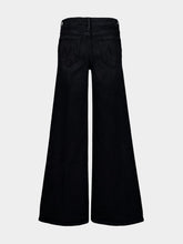 Mother Black Wide-Leg Jeans in Spiked Hair Wash