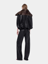 Rabanne Black Leather Cape Jacket with Shearling