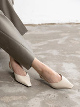 Amina Muaddi Almond Jamie Slingback Mid-Heel Pumps