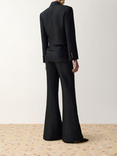 Zimmermann Black Clash Wool-Silk Draped Flared Trousers
