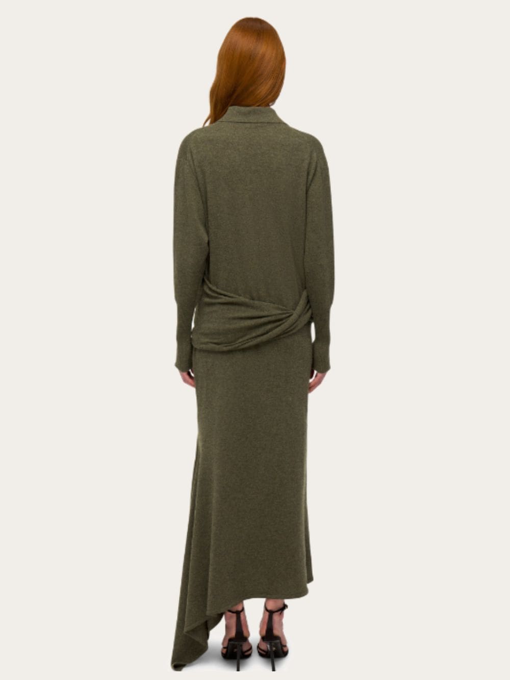 Green Asymmetric Knitted Dress