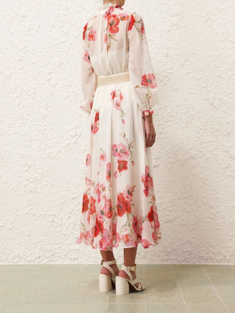 Cream Floral Maxi Skirt