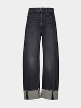 Mother Black Wash Half Pipe Flood Wide Leg Cropped Jeans