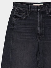 Mother Black Wash Half Pipe Flood Wide Leg Cropped Jeans