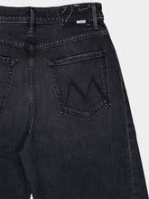 Mother Black Wash Half Pipe Flood Wide Leg Cropped Jeans