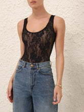 Zimmermann Black Lace Scoop Neck Bodysuit
