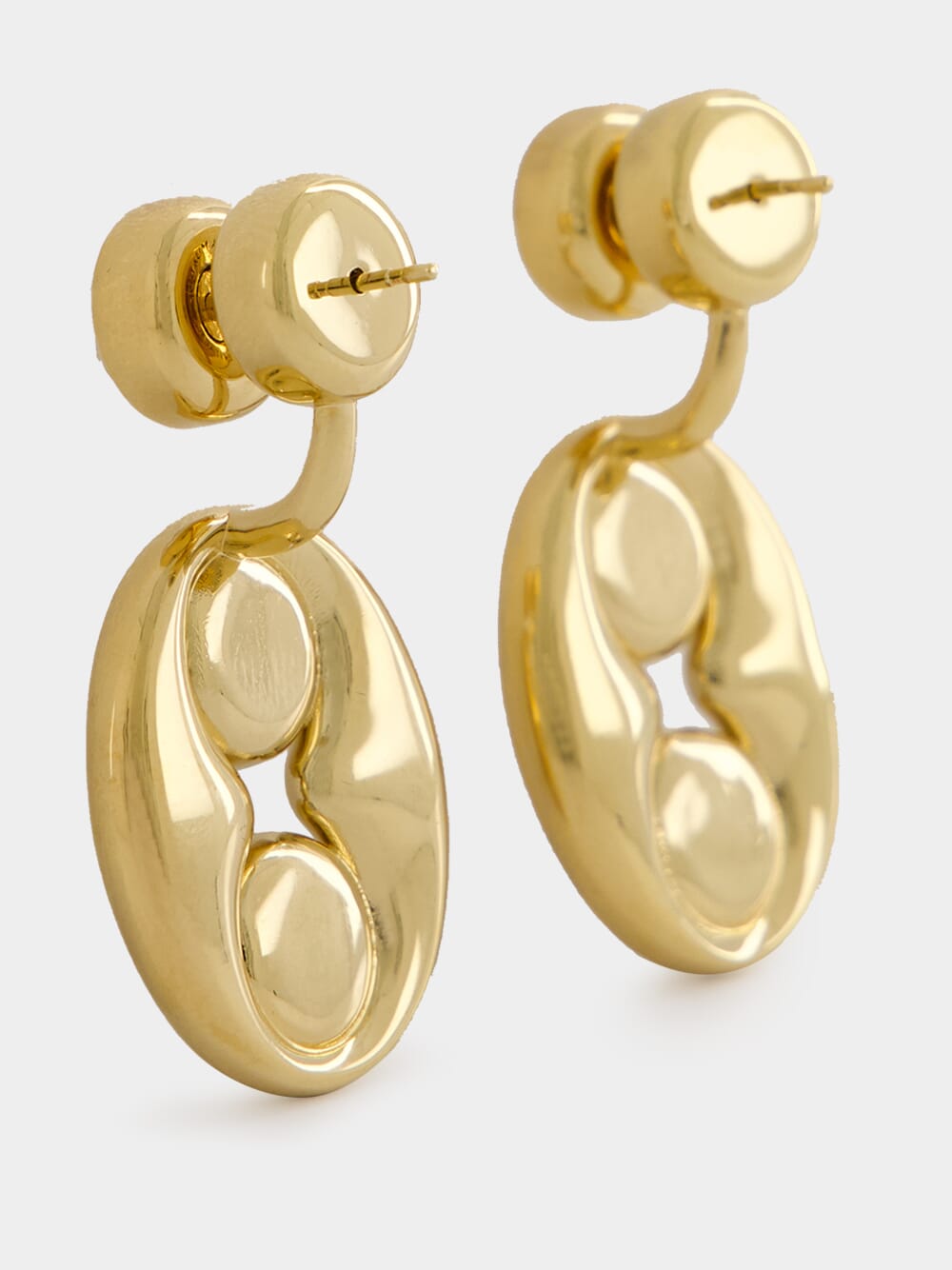 Gold Iris Earrings with White Crystals