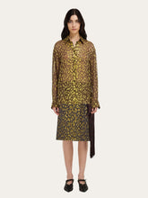 Ferragamo Espresso and Antique yellow Devoré Georgette Shirt