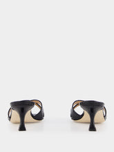 Manolo Blahnik Black Patent Leather Open Toe 50mm Mules