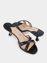 Manolo Blahnik Black Patent Leather Open Toe 50mm Mules