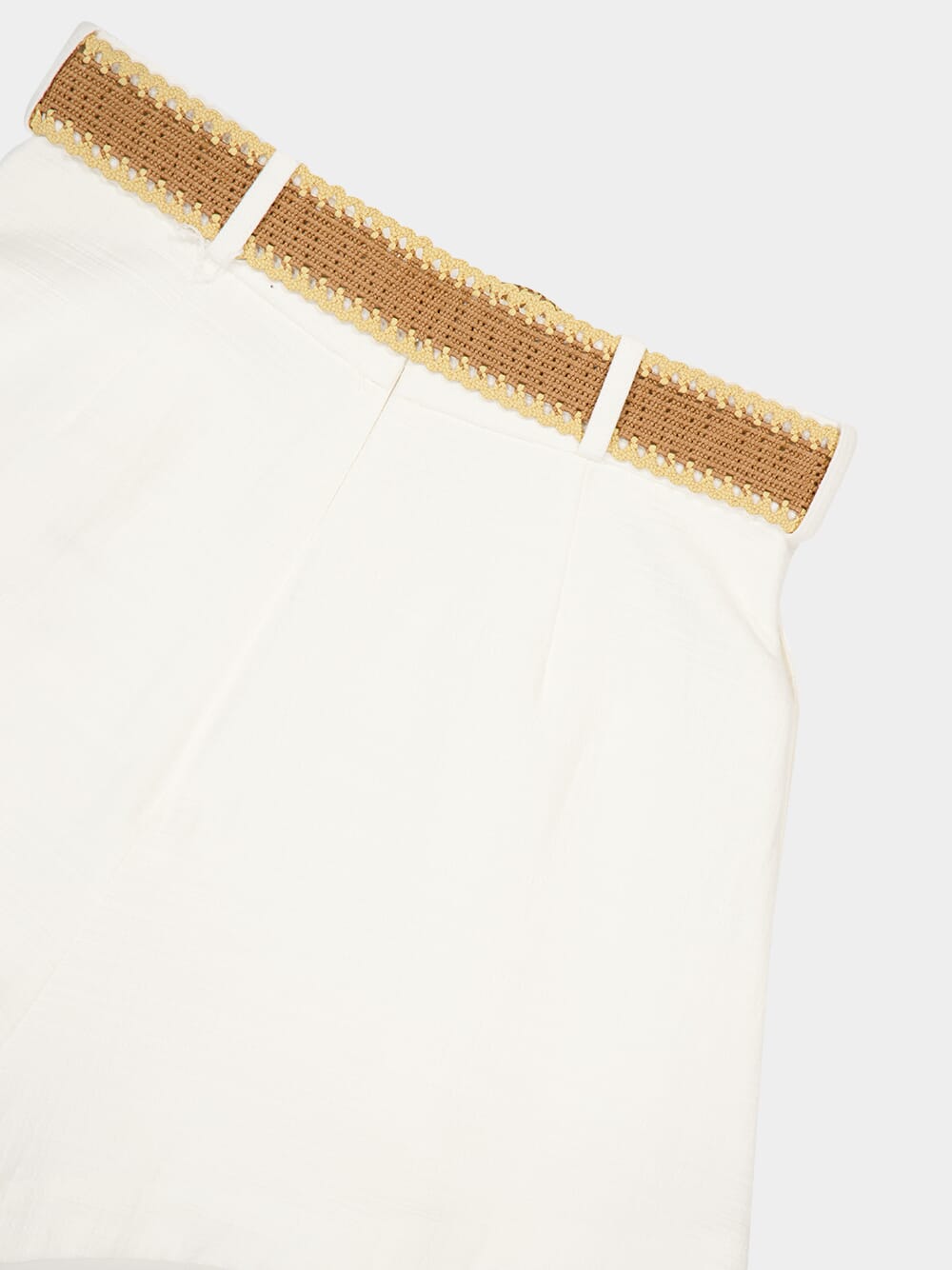 Ivory Acacia Tuck High-Waisted Shorts