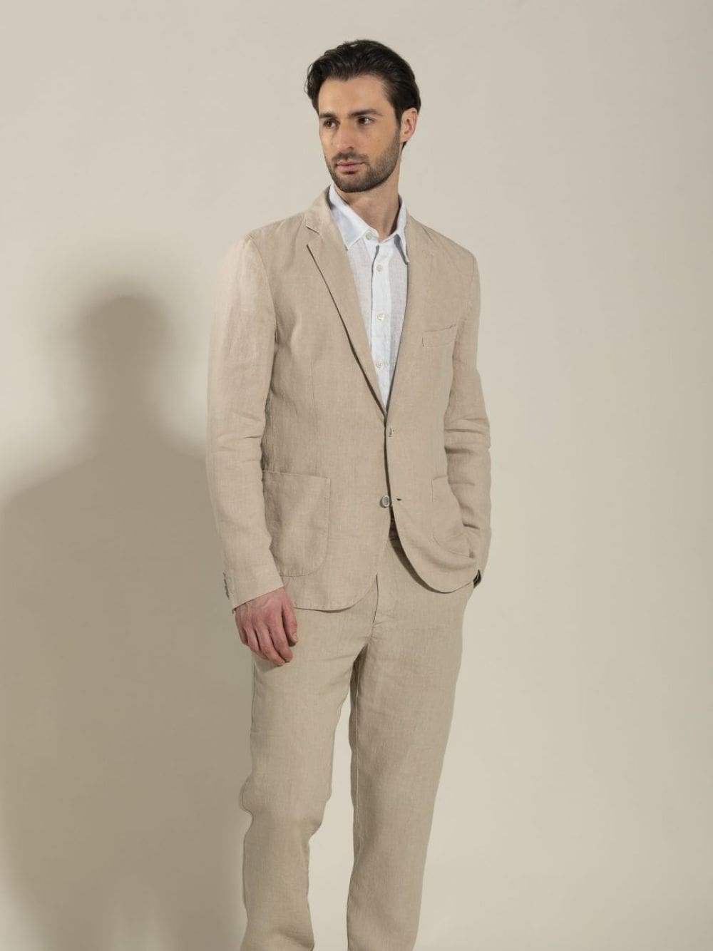 Nut Two-Button Linen Blazer