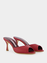 Manolo Blahnik Red Leather Jada Mules