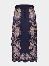 Zimmermann Navy Blue Midi Skirt with Rhiannon Scallop