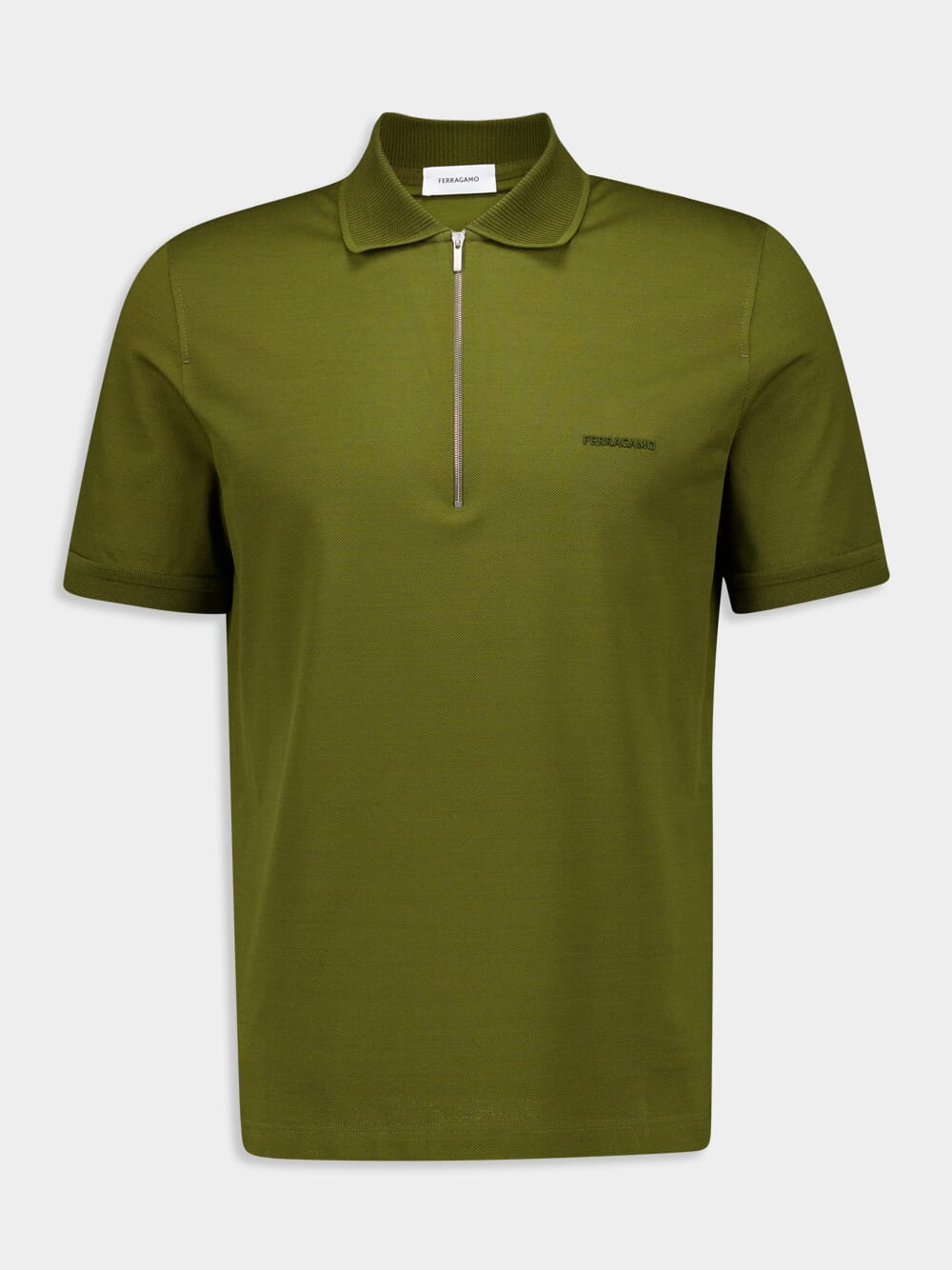 Olive Green Zip Collar Polo