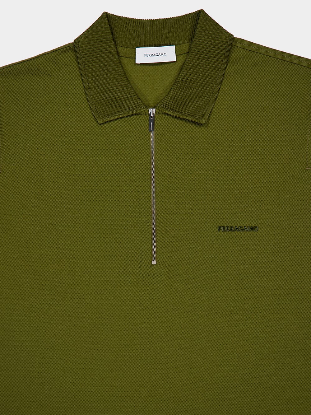 Olive Green Zip Collar Polo