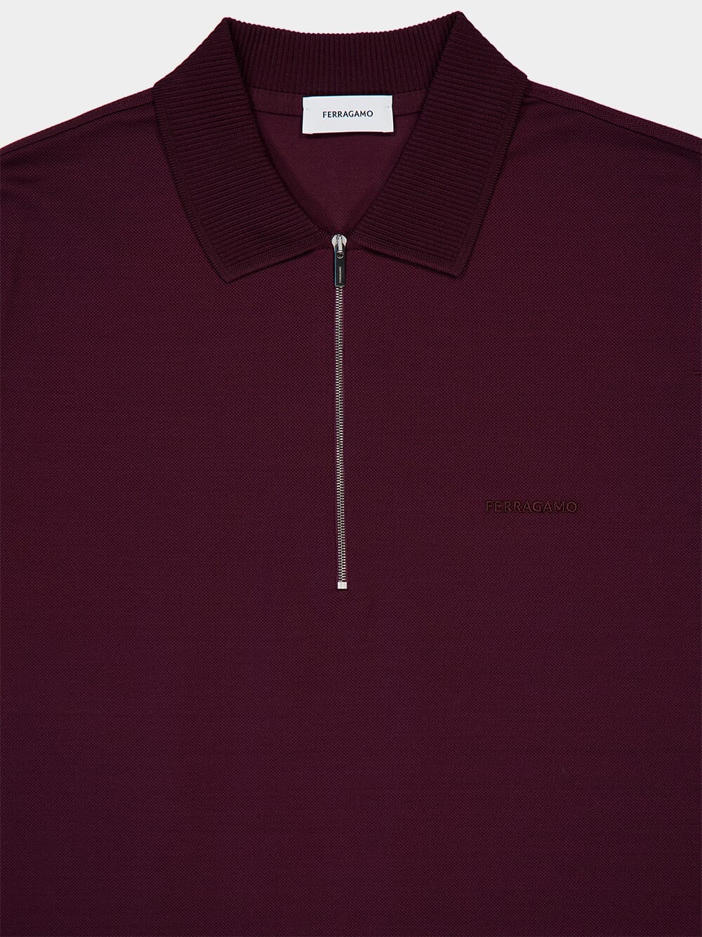 Oxblood Zip Collar Polo