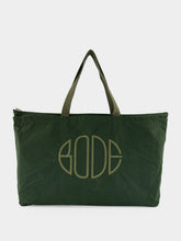 Bode Green Waxed Cotton Zip Tote