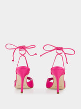 Manolo Blahnik Plumena 90 Crystal-Embellished Satin Lace-Up Pink Sandals
