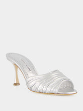 Manolo Blahnik Silver Pirua 70 Nappa Heeled Mules