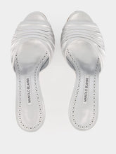 Manolo Blahnik Silver Pirua 70 Nappa Heeled Mules