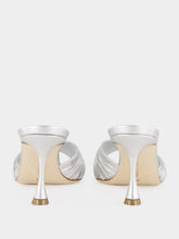 Manolo Blahnik Silver Pirua 70 Nappa Heeled Mules