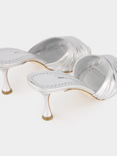 Manolo Blahnik Silver Pirua 70 Nappa Heeled Mules