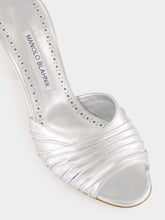 Manolo Blahnik Silver Pirua 70 Nappa Heeled Mules