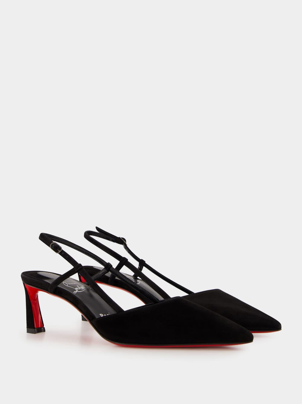 Condoroline Black Velour Slingback Pumps