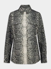 Gabriela Hearst Greyscale Recycled Python-Print Denim Shirt