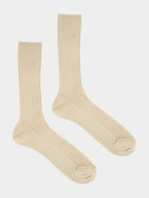 Auralee Beige Giza High Gauge Cotton Socks
