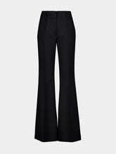 Navy Wool-Cashmere Flared Trousers