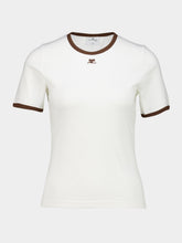 Courrèges Heritage White and Smoky Brown Contrast Cotton T-Shirt