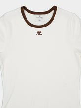 Courrèges Heritage White and Smoky Brown Contrast Cotton T-Shirt