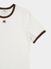 Courrèges Heritage White and Smoky Brown Contrast Cotton T-Shirt
