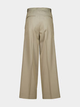 Auralee Khaki Beige Wool Gabardine Pleated Trousers